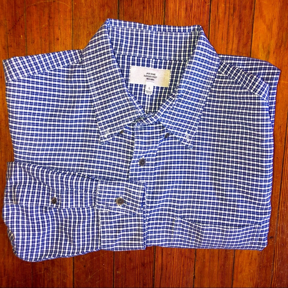 Jack Spade Large Button Up Blue Dress Plaid Shirt